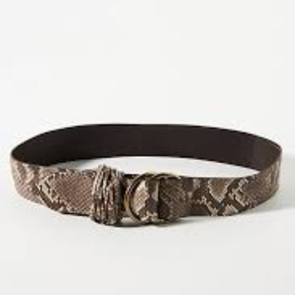 Anthropologie Tonya Snake Print Double O-Ring Belt M/L